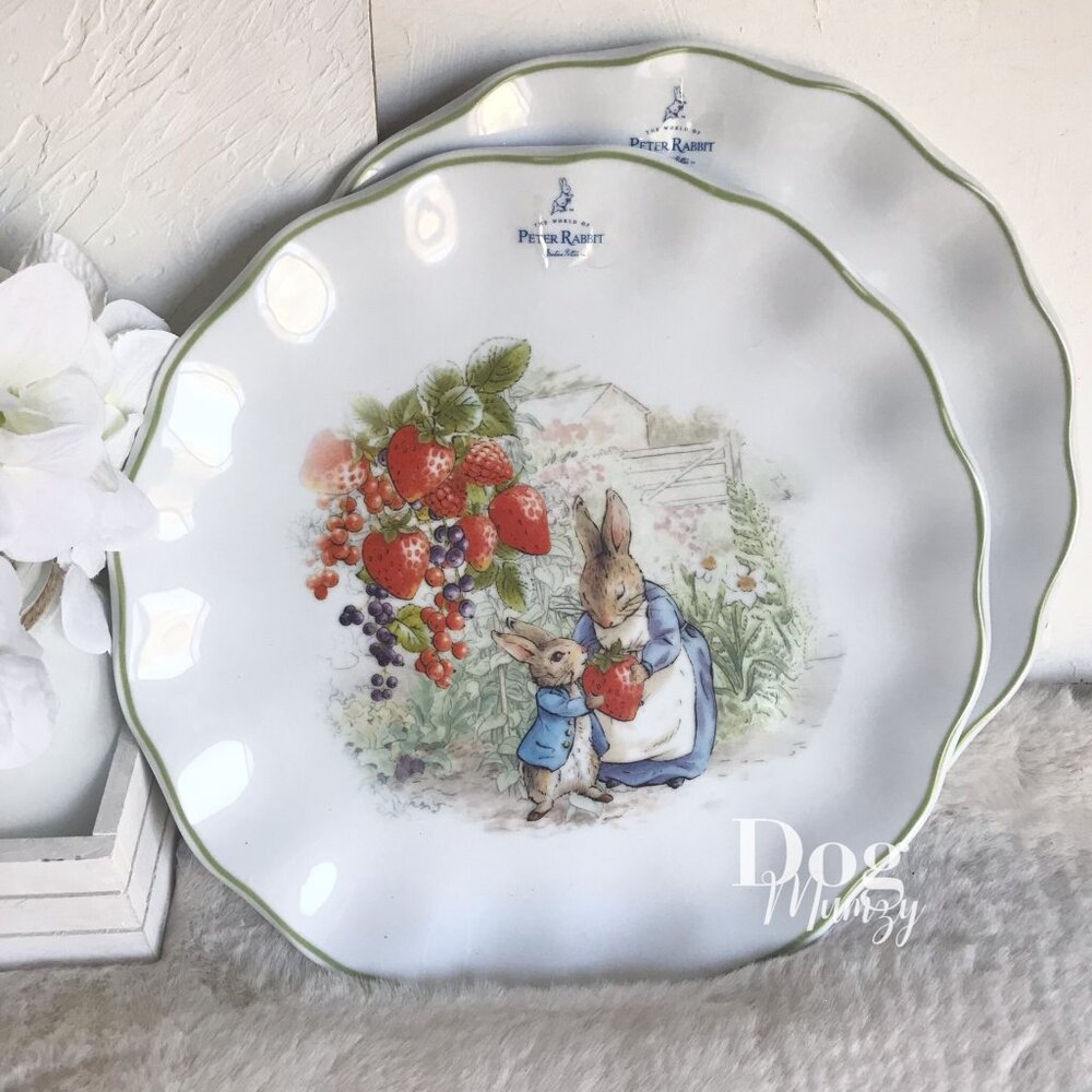 2 Peter Rabbit Classics Textured Lettuce Edge Spring Dinner Plates